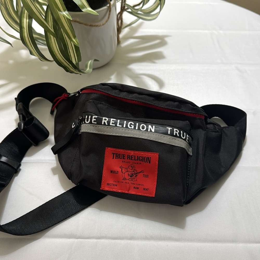 True Religion Black Red Accent Belt Bag
